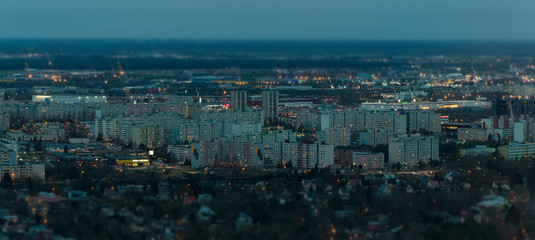 Fototapeta premium Aerial view of Lasnamae urban area in autumn at evening. Tallinn, Estonia.