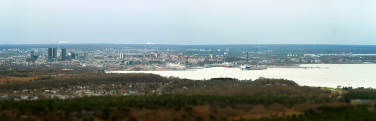 Fototapeta na wymiar Aerial view of modern and old Tallinn city. Estonia.