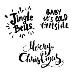 Set of Christmas lettering handwritten