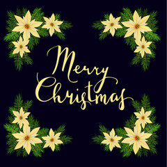 Obraz premium Vector. Christmas decoration: evergreens frame isolated