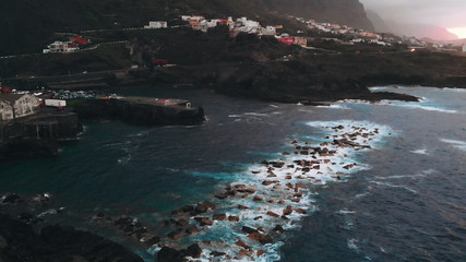 The coast of Garachico from above. Tenerife in birds eye view. Spain
