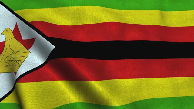 Zimbabwe flag waving in the wind. National flag Republic of Zimbabwe
