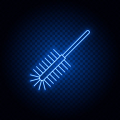 brushing floor, cleaners, bathroom neon icon. Blue neon vector icon