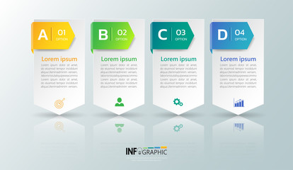 Business Infographics template with 4 steps. Vector illustration.