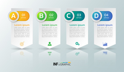 Business Infographics template with 4 steps. Vector illustration.