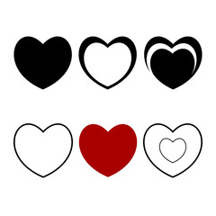 set of six various  heart isolated on white background