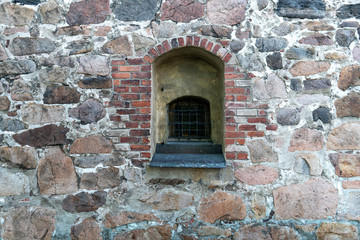 Fototapeta na wymiar Empty old brick wall texture with window.