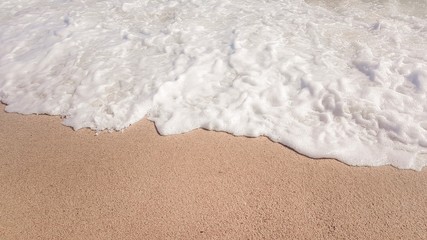 Beautiful sea summer bstract background. Golden sand beach with blue waves ocean