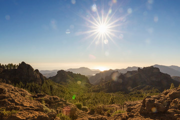 View to to valley and the mountains, Roque Nublo, Spain