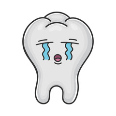 Sad crying funny tooth cartoon