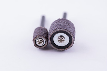 Sanding bands with mandrel for rotary tool