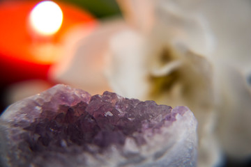 Amethyst with candlelight