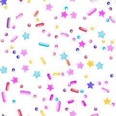 Sprinkle Cupcake Donut Topping. Seamless Pattern 