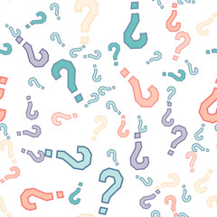 Quiz seamless pattern. Question marks, doubt, faq