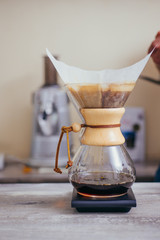 Fresh coffee brewing alternative method pour over