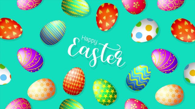 Happy Easter with variety of Easter eggs. Colorful Easer egg Animation.