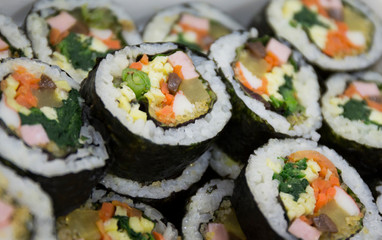 Kimbap filled with vegetables and egg