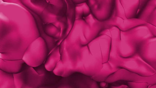 Pink liquid wave 3d surface animation. Liquid geometry objects. Abstract seamless loop backdrop. 4k.