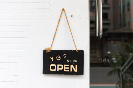 Yes We're Open Sign , Vintage Restaurant Sign , Open Sign In Street Cafe