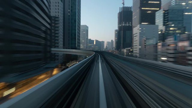 Hyper lapse of automatic train Running in Tokyo (POV time lapse)