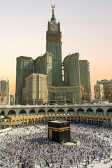 skyline with Abraj AL Bait (Royal clock tower MAKKAH) in Makkah-April /27/2018,makkah blue sky...