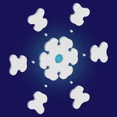Gardinen Isolated falling snowflake on blue background. © Эдуард Ку знецов