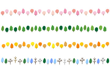 季節　木　ライン　飾り罫