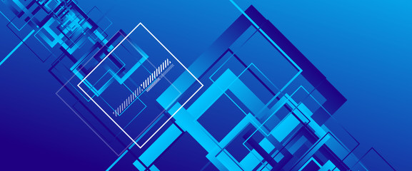 Abstract background with simple square or rectangle geometrical shapes. Geometric template with fluid gradients. Line design, technology concept. Vector Illustration For Wallpaper, Banner Background