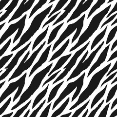 Seamless pattern with hand drawn zebra stripes. Abstract animal print.