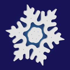 Simple christmas snowflake on blue background.