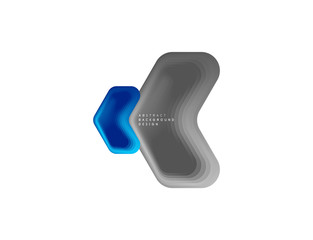 Vector arrow geometric banner created with blend color shapes effects. Trendy simple button, icon or business branding logo template, minimal style. Illustration For Wallpaper, Banner, Background