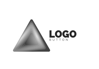 Triangle icon geometric logo template. Minimal geometrical design, 3d geometric bold symbol in relief style with color blend steps effect. Vector Illustration For Button, Banner, Background