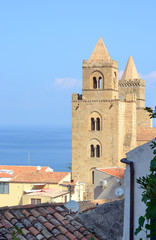Fototapeta na wymiar View of the Cathedral towers of Chefalu