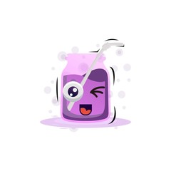 cute expressions grape juice mascot design vector