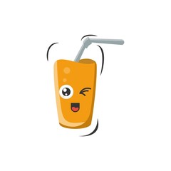 cute expressions orange juice mascot design vector