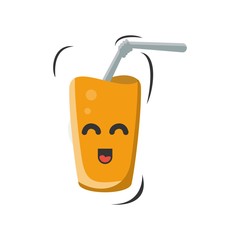 cute expressions orange juice mascot design vector