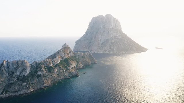 Sparkling Ocean Waters in Ibiza and Cliff Shot From Above