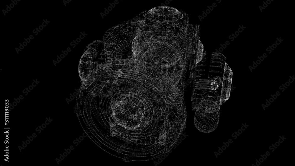 Fototapete Futuristic user interface head up display Holographic electromagnetic mechanical system and digital data telemetry information display for digital background computer desktop display screen