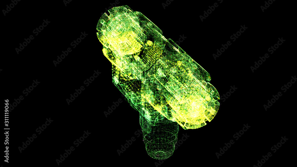 Fototapete Futuristic user interface head up display Holographic electromagnetic mechanical system and digital data telemetry information display for digital background computer desktop display screen