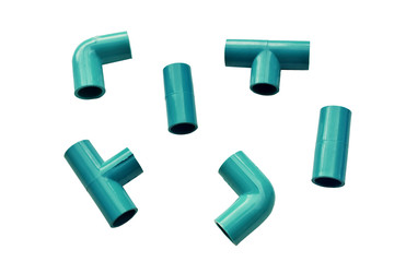 Plumbing pipe joints isolated on white