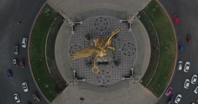 Aerial Top View of Independence Angel Boulevard in Mexico City Long Version