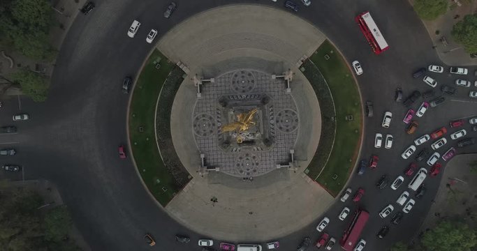 Aerial Top View Of Angel of Independence in Mexico City