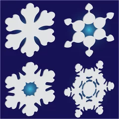 Poster Kit of simple christmas snowflakes on blue background. © Эдуард Ку знецов