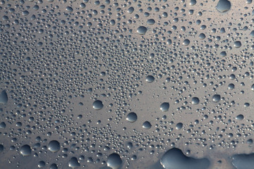 A lot of drops on the cold windows