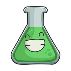 Happy smiling science test tube cartoon