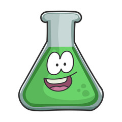 Happy smiling science test tube cartoon