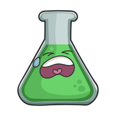 Sad crying science test tube cartoon