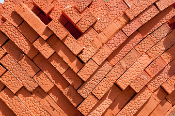 Background of red new building bricks