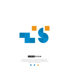 ZS Z S Logo Monogram with Blue and yellow Colors. modern letter logo design