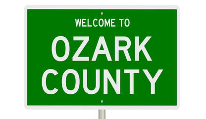 Rendering of a gren 3d highway sign for Ozark County